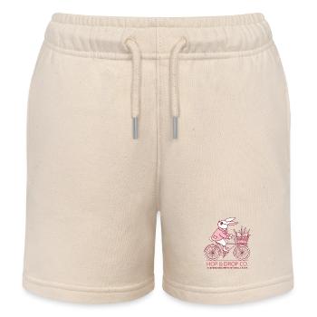 Easter Bunny Bicycle Retro HOP AND DROP CO. - Kids Organic Sweat Shorts by Stanley/Stella - soft Ecru - Front