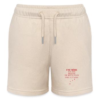 Une mère n’a pas besoin dire je t’aime - Short de jogging enfant bio Stanley/Stella - écru doux - Devant