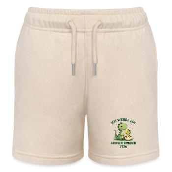Ich werde großer Bruder 2026 Dino Dinosaurier - Kinder Organic Joggingshorts Mini Bolter von Stanley/Stella - Natur - Vorne