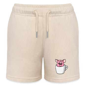 Cup Pig - Kids Organic Sweat Shorts by Stanley/Stella - soft Ecru - Front