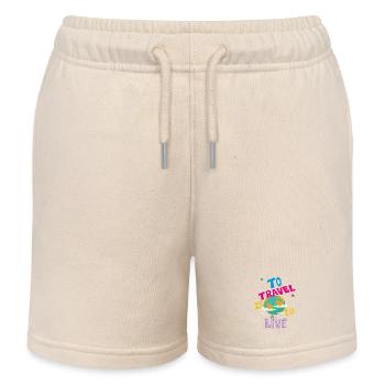 Voyager, c’est vivre le t-shirt de voyage - Short de jogging enfant bio Stanley/Stella - écru doux - Devant