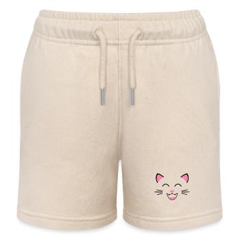 Grinsekatze Katze Kätzchen Katzenbaby Miau - Kinder Organic Joggingshorts Mini Bolter von Stanley/Stella - Natur - Vorne