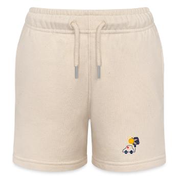 Solar Power Car with Solar Panel - Kids Organic Sweat Shorts by Stanley/Stella - soft Ecru - Front