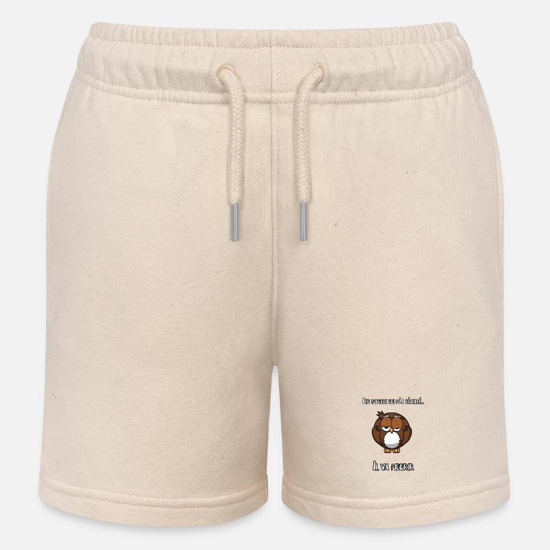 Réveil difficile, hibou - Short de jogging enfant bio Stanley/Stella - écru doux
