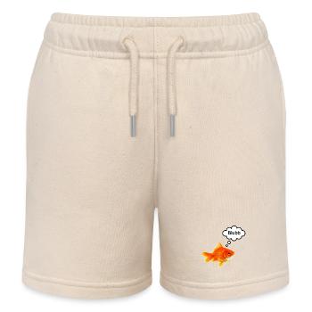 Goldfish with speech bubble - Kids Organic Sweat Shorts by Stanley/Stella - soft Ecru - Front