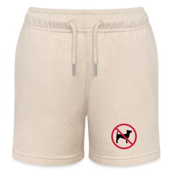 No dog prohibited sign outline shadow clipart - Kids Organic Sweat Shorts by Stanley/Stella - soft Ecru - Front