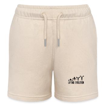 Weightlifting Bodybuilder Gym Workout Gym - Kids Organic Sweat Shorts by Stanley/Stella - soft Ecru - Front