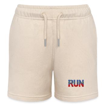 Run Reunion Island Flag - Kids Organic Sweat Shorts by Stanley/Stella - soft Ecru - Front