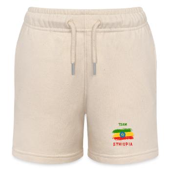 Team Ethiopia design / gift idea - Kids Organic Sweat Shorts by Stanley/Stella - soft Ecru - Front
