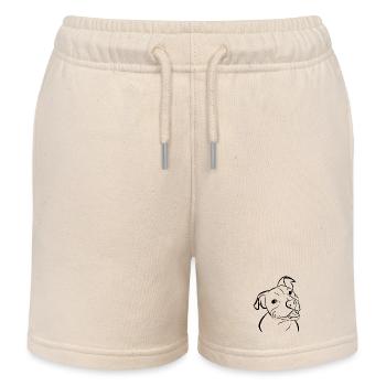 Hund Pitbull Hundekopf - Kinder Organic Joggingshorts Mini Bolter von Stanley/Stella - Natur - Vorne