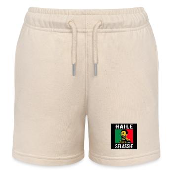 Haile Selassie Portrait in Reggae Style - Kids Organic Sweat Shorts by Stanley/Stella - soft Ecru - Front