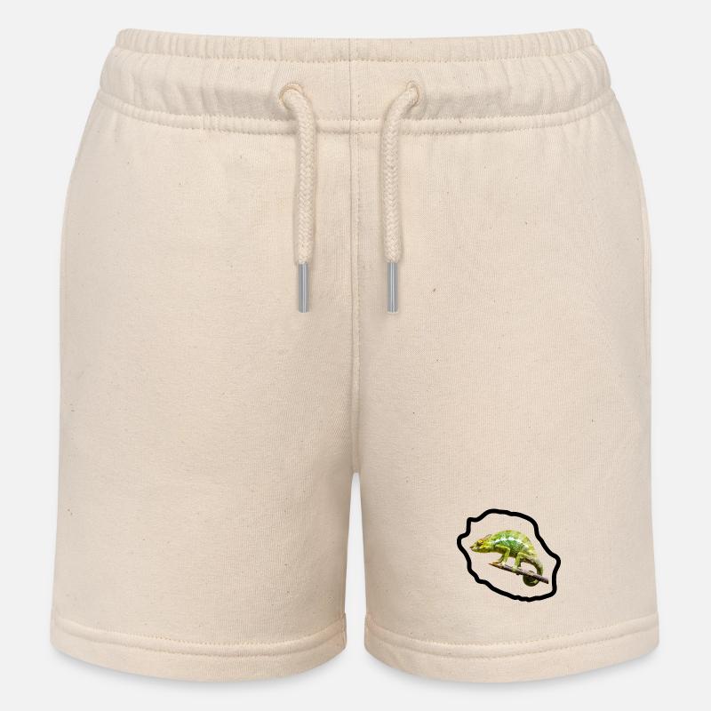 Chameleon vert sur branche - Short de jogging enfant bio Stanley/Stella - écru doux