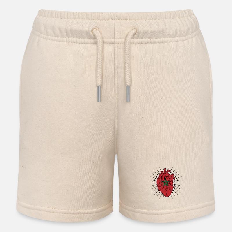 Cœur drapeau du Maroc - Short de jogging enfant bio Stanley/Stella - écru doux
