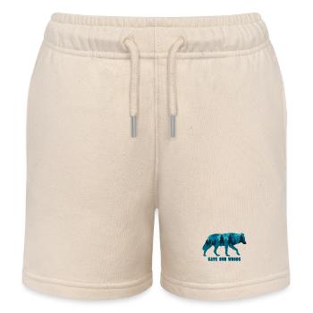 Climate Change Environmental Protection Wolf - Kids Organic Sweat Shorts by Stanley/Stella - soft Ecru - Front