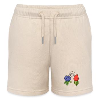 Illustration de petites baies et de feuilles - Short de jogging enfant bio Stanley/Stella - écru doux - Devant