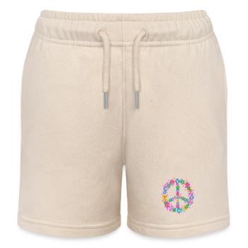 Peace Sign Peace Movement Love Peace - Kids Organic Sweat Shorts by Stanley/Stella - soft Ecru - Front