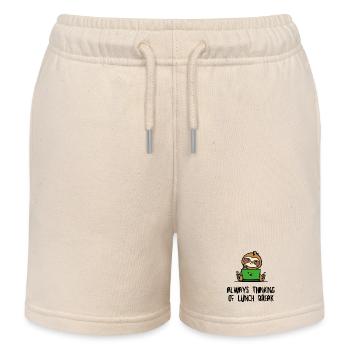 Lazy Animal Mammal Humorous Sloth Statement - Kids Organic Sweat Shorts by Stanley/Stella - soft Ecru - Front