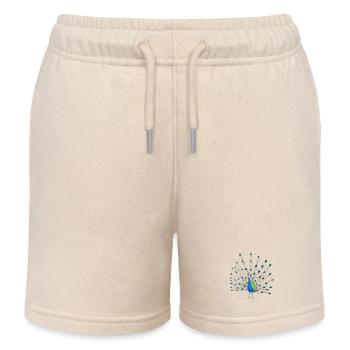Peacock Feather Art - Kids Organic Sweat Shorts by Stanley/Stella - soft Ecru - Front