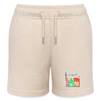 Greifswald, colorful half-timbered houses, East Germany - Kids Organic Sweat Shorts by Stanley/Stella - soft Ecru - Front