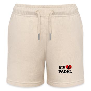 Spieler Herz Ich Liebe Padel Padelspiel Statement - Kinder Organic Joggingshorts Mini Bolter von Stanley/Stella - Natur - Vorne