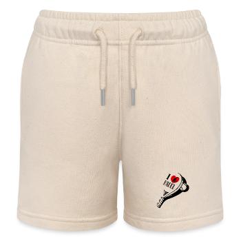 Spieler Statement Herz Ich Liebe Padel Schläger - Kinder Organic Joggingshorts Mini Bolter von Stanley/Stella - Natur - Vorne