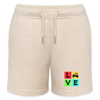 Motor Vehicle Tractor Saying Agricultural Machinery - Kids Organic Sweat Shorts by Stanley/Stella - soft Ecru - Front