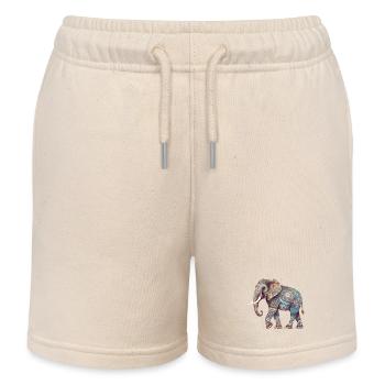 Bunter Mandala Elefant - Kinder Organic Joggingshorts Mini Bolter von Stanley/Stella - Natur - Vorne