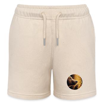 Braunbär, der durch eine Bienenwabe schaut - Kinder Organic Joggingshorts Mini Bolter von Stanley/Stella - Natur - Vorne