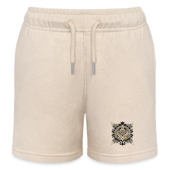 Luxury Minimalist Abstract Embroidery Design - Kids Organic Sweat Shorts by Stanley/Stella - soft Ecru - Front