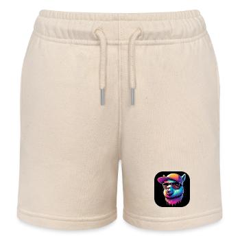 Alpaka Lama Rapper mit Cap und Sonnenbrille - Kinder Organic Joggingshorts Mini Bolter von Stanley/Stella - Natur - Vorne