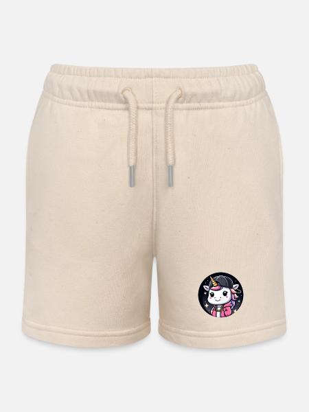 Einhorn Tier Rapper Mädchen Comic Cartoon - Kinder Organic Joggingshorts Mini Bolter von Stanley/Stella - Natur