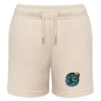 Basketball Turtle Dunking Gift - Kids Organic Sweat Shorts by Stanley/Stella - soft Ecru - Front