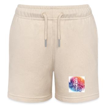 Amsterdam by bike - Beautiful girl on a bike. - Kids Organic Sweat Shorts by Stanley/Stella - soft Ecru - Front