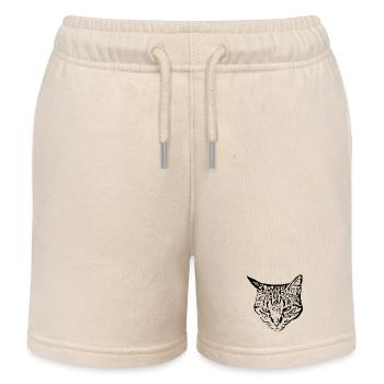 Chat Tête de chat noir - Short de jogging enfant bio Stanley/Stella - écru doux - Devant