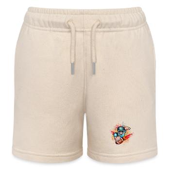 Football Spieler mit Football im Graffiti Style - Kinder Organic Joggingshorts Mini Bolter von Stanley/Stella - Natur - Vorne