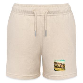 sunny mediterranean landscape with old houses - Kids Organic Sweat Shorts by Stanley/Stella - soft Ecru - Front