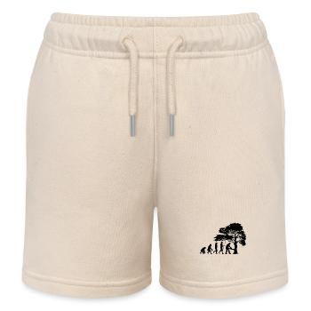 Lumberjack Tree Evolution Saw Sawdust - Kids Organic Sweat Shorts by Stanley/Stella - soft Ecru - Front