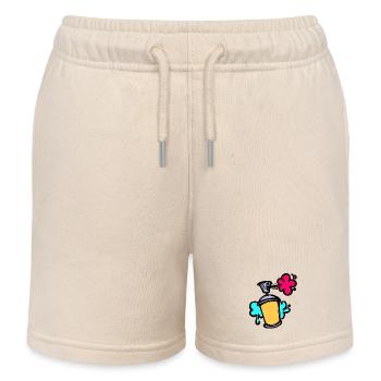 Kunst Graffiti Sprayer Spraydose Street Art - Kinder Organic Joggingshorts Mini Bolter von Stanley/Stella - Natur - Vorne