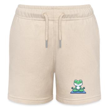 Meditative Amphibian: The Enlightened Frog - Kids Organic Sweat Shorts by Stanley/Stella - soft Ecru - Front
