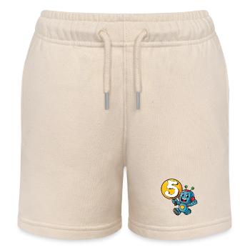 Enfin 5 ans cinq cinquième anniversaire Robot - Short de jogging enfant bio Stanley/Stella - écru doux - Devant