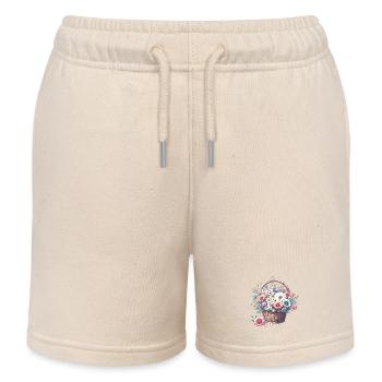 Panier somptueusement rempli de fleurs pastel - Short de jogging enfant bio Stanley/Stella - écru doux - Devant