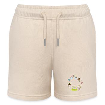 Kinder der Erde mit Regenbogen Blumen Luftballon - Kinder Organic Joggingshorts Mini Bolter von Stanley/Stella - Natur - Vorne