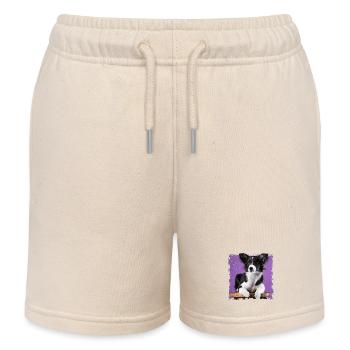 Hund sitzt auf Hocker - Kinder Organic Joggingshorts Mini Bolter von Stanley/Stella - Natur - Vorne