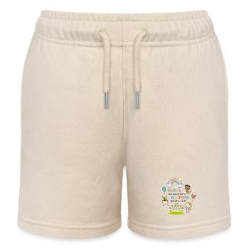 Message de remerciement de la crèche | Enfants - Arc-en-ciel - Fleurs - Short de jogging enfant bio Stanley/Stella - écru doux - Devant