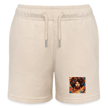 Afro Hair style Explosion Florale - Short de jogging enfant bio Stanley/Stella - écru doux - Devant