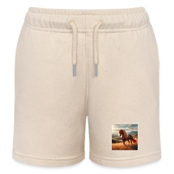 Freies Pferd - Kinder Organic Joggingshorts Mini Bolter von Stanley/Stella - Natur - Vorne
