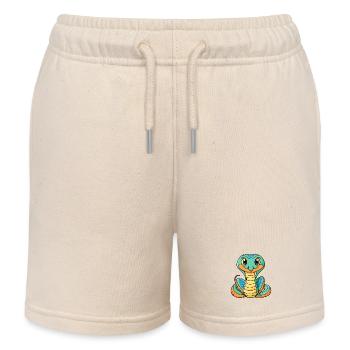 Kobra Niedliche Zeichentrickfigur Kawaii Clipart - Kinder Organic Joggingshorts Mini Bolter von Stanley/Stella - Natur - Vorne