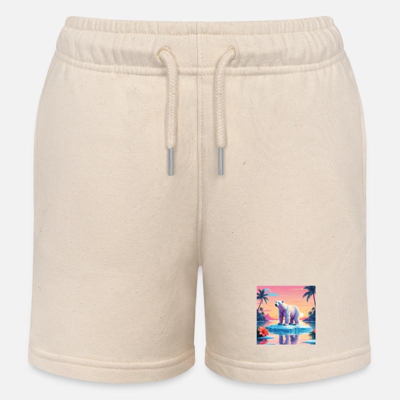 Ours blanc - Short de jogging enfant bio Stanley/Stella - écru doux