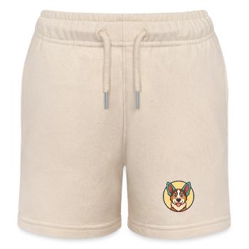 Russian Harlequin Hound Dog Breed Cartoon Kawaii - Kids Organic Sweat Shorts by Stanley/Stella - soft Ecru - Front