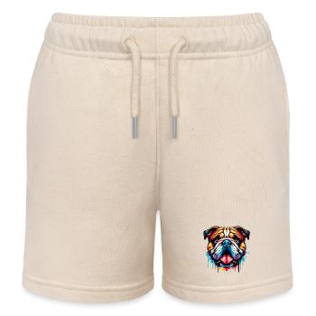 Englische Bulldogge Hund - Kinder Organic Joggingshorts Mini Bolter von Stanley/Stella - Natur - Vorne